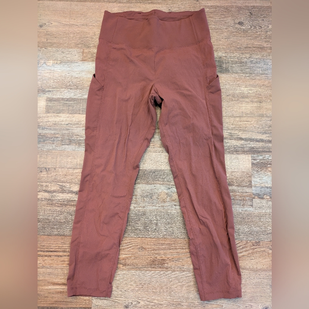 Athleta Trekkie Hybrid Crop Tight Cognac Brown Size 10